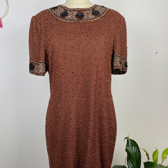 Night Vogue Dresses & Skirts - Stunning 100% Silk Beaded Dress - Made in India (SZ 10-12)